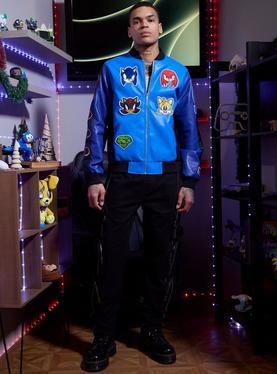 Sonic The Hedgehog Patch Faux Leather Varsity Jacket, , hi-res